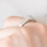 Anello a fascia e a fiore in platino con diamanti (1ctw), anni ‘90