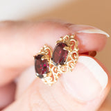 Orecchini vintage in oro giallo 9K con granati, anni ‘60