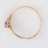 Anello vintage in oro giallo 9K con rubini (0.12ctw ca.) e diamante (0.02ct ca.), anno 1981