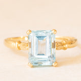 Anello vintage francese in oro giallo 18K con topazio azzurro trattato (2.70ct ca.), anni ‘50/‘60