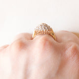 Anello a fiore vintage in oro giallo 9K e diamanti (0.25ctw ca.), anno 1994