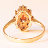 Anello a margherita vintage in oro giallo 8K con granati (0.70ctw ca.), anni ‘60
