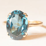 Anello da cocktail vintage in oro giallo 9K con spinello sintetico (5.80ct ca.), anno 1995