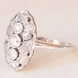 Anello Art Déco in oro bianco 14K con diamanti di taglio vecchia Europa (0.45ctw ca.), anni ‘20