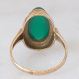 Anello vintage in oro giallo 8K con agata verde, anni ‘60/‘70