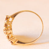 Anello vintage in oro giallo 9K con quarzi citrini (1.80ctw ca.) e diamanti, anni ‘80