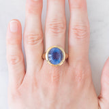 Anello da cocktail vintage in oro giallo 9K con fluorite (9ct ca.), anni ‘70/‘80