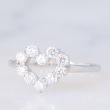 Anello a cuore vintage in platino con diamanti (0.50ctw), anni ‘90