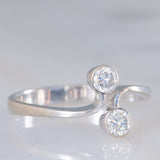 Toi et Moi vintage in oro bianco 14K con diamanti di taglio brillante (0.40ctw ca.), anni ‘70/‘80