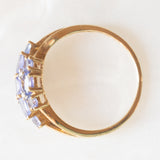 Anello vintage in oro giallo e bianco 9K con tanzaniti (1ctw ca.) e diamanti, anno 2006