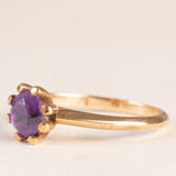 Solitario vintage in oro giallo 9K con ametista (0.60ct ca.), anni ‘60/‘70
