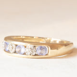 Veretta vintage in oro giallo e bianco 9K con tanzaniti (0.40ctw ca.) e diamanti, anno ‘2008