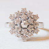 Anello vintage a forma di fiocco di neve in oro bianco 18K con diamanti (0.10ctw ca.), anni ‘70