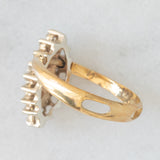 Gioiello vintage 2 in 1 e convertibile da anello a ciondolo in oro giallo e bianco 14K con rubini (0.12ctw ca.) e diamanti di taglio brillante (0.32ctw ca.), anni ‘70/‘80