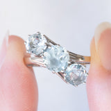 Anello vintage in oro bianco 14K con acquamarine (2.20ctw ca.), anni ‘70/‘80