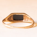 Anello chevalier vintage in oro giallo 9K con onice, anno 1984