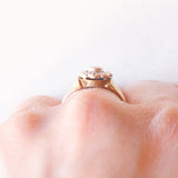 Anello a margherita vintage in oro giallo e bianco 9K con diamanti (0.05ctw ca.), anno 1987