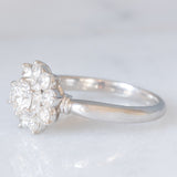 Anello a margherita vintage in platino con diamanti di taglio brillante (1.02ctw), anni ‘70/‘80