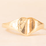 Anello da sigillo vintage a forma di cuore in oro giallo 9K