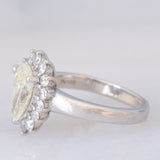 Anello a margherita e a goccia in platino con diamante centrale di 1.26ct e diamanti laterali (0.45ctw)