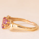 Anello vintage in oro giallo e bianco 14K con rubini e diamante, anni ‘70