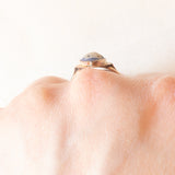 Anello a navette vintage in oro giallo 9K con jasperware