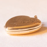 Ciondolo portafoto vintage a forma di cuore con lamina in oro giallo 9K su metallo, anni ‘50/‘60