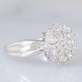 Anello a fiore vintage in platino con diamanti (1ctw), anni ‘80