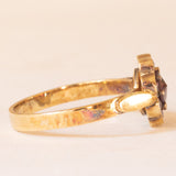 Anello a margherita vintage in oro giallo 8K con granati (0.90ctw ca.), anni ‘50