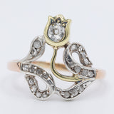 Anello antico in oro giallo e rosa 18K e argento con diamanti (0.40ctw ca.), anni ‘20