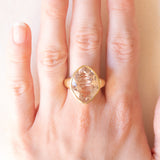 Anello da cocktail vintage in oro giallo 14K con morganite (10ct ca.), anni ‘70/‘80