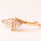 Anello vintage in oro giallo e bianco 9K con diamanti (0.08ctw ca.), anno 1993