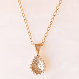 Collana vintage con ciondolo in oro giallo 9K e ciondolo in oro giallo e bianco 9K con diamanti (0.15ctw ca.)