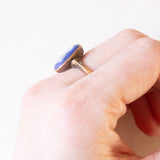 Anello vintage in oro giallo 9K con jasperware, anni ‘60/‘70