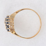 Toi et Moi con fiori in oro giallo 9K con zaffiri (0.40ctw ca.) e diamanti (0.02ctw ca.), anno 1997