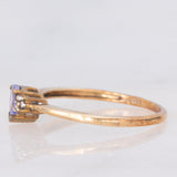 Trilogy vintage in oro giallo 8K con tanzanite e diamanti, anni ‘80