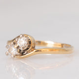 Toi et Moi vintage in oro giallo 9K con diamanti di taglio brillante (0.28ctw ca.), anni ‘80
