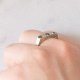 Veretta antica in oro giallo 14K con smeraldi (0.30ctw ca.) e diamanti (0.30ctw ca.), anni ‘20/‘30