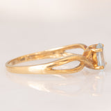 Anello vintage in oro giallo 9K con topazio azzurro (0.40ct ca.), anni ‘70/‘80