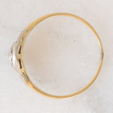 Solitario Art Déco in oro giallo e bianco 14K con diamante, anni ‘20/‘30