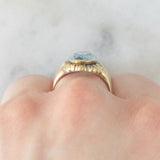 Anello da cocktail vintage in oro giallo 14K con topazio azzurro (4.50ct ca.), anni ‘50/‘60