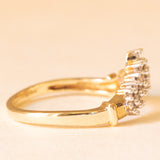 Anello a “V” vintage in oro giallo e bianco 9K con diamanti (0.15ctw ca.), anni ‘70/‘80