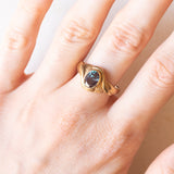 Anello vintage in oro giallo 9K con alessandrite sintetica, anni ‘80/‘90