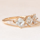 Anello vintage in oro giallo e bianco 9K con acquamarine (1.50ctw ca.) e diamanti (0.10ct ca.), anno 2012