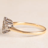 Anello vintage in oro giallo e bianco 9K con diamanti (0.24ctw ca.), anno 1977
