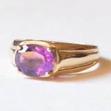 Anello a fascia vintage in oro giallo 9K con ametista (2.20ct ca.), anni ‘60/‘70