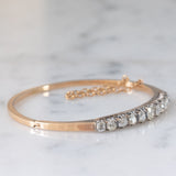 Braccialetto rigido antico in oro giallo 18K e argento con diamanti di taglio vecchia miniera (2ctw ca.), primi del ‘900