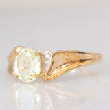 Anello moderno in oro giallo 9K con topazio verde (0.90ct ca.) e diamanti, anno 2007