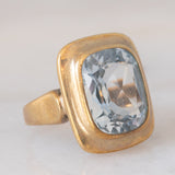 Anello da cocktail vintage in oro giallo 8K con spinello azzurro sintetico (7ct ca.), anni ‘60/‘70