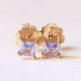 Orecchini moderni in oro giallo 9K con tanzaniti di taglio princess (0.20ctw ca.)